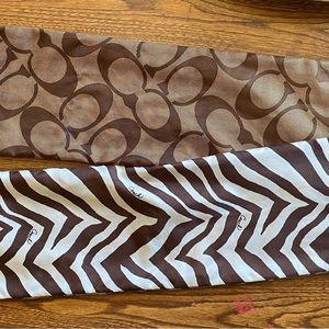 Coach Brown and Tan Reversible Scarf Zebra